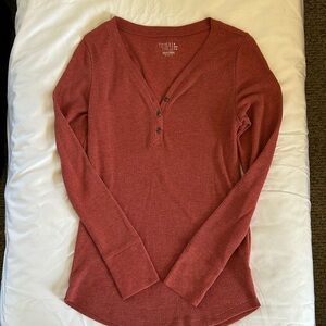 Long sleeve thermal top, size small. Long sleeve button down flannel